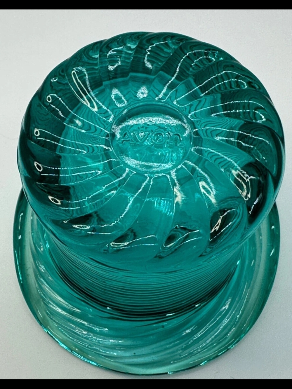 AVON "Vintage" Teal Swirl Glass Top Hat - Picture 9 of 10